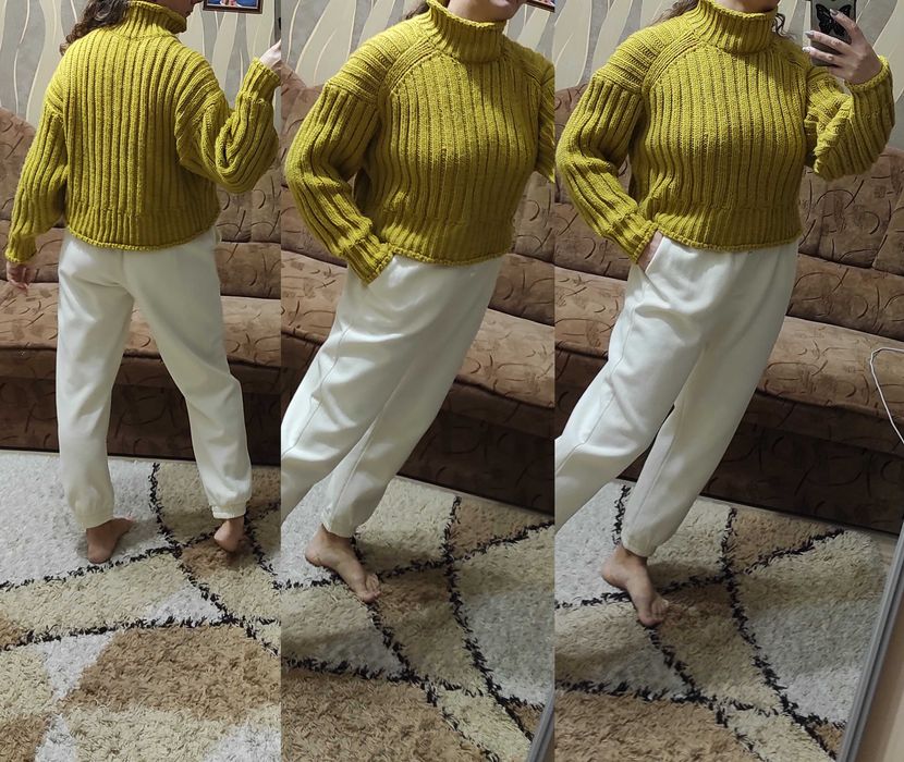 Теплий в'язаний светр oversize, светр тепла в'язка під горло H&M