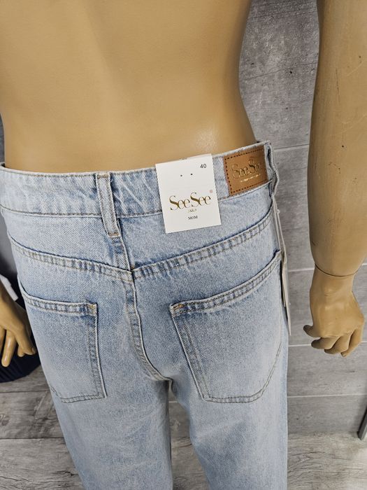 Nowe spodnie jeansowe premium SeeSee Parirs z rozdarciami rozm 40