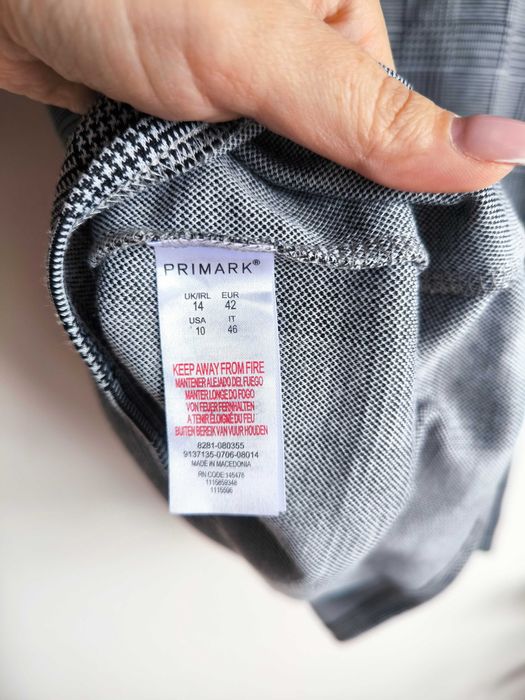 Elegancka, szara sukienka w kratę marki Primark 42/XL
