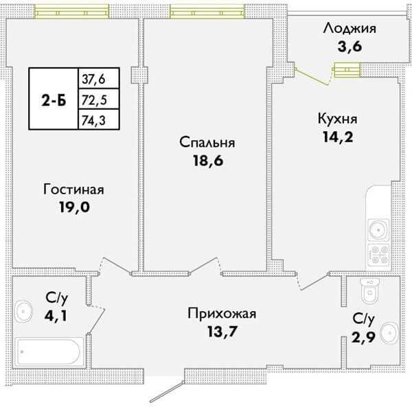 Простора квартира 74,6 м² у ЖК «Парк Совіньйон» | 4 поверх, АГВ, червона цегла