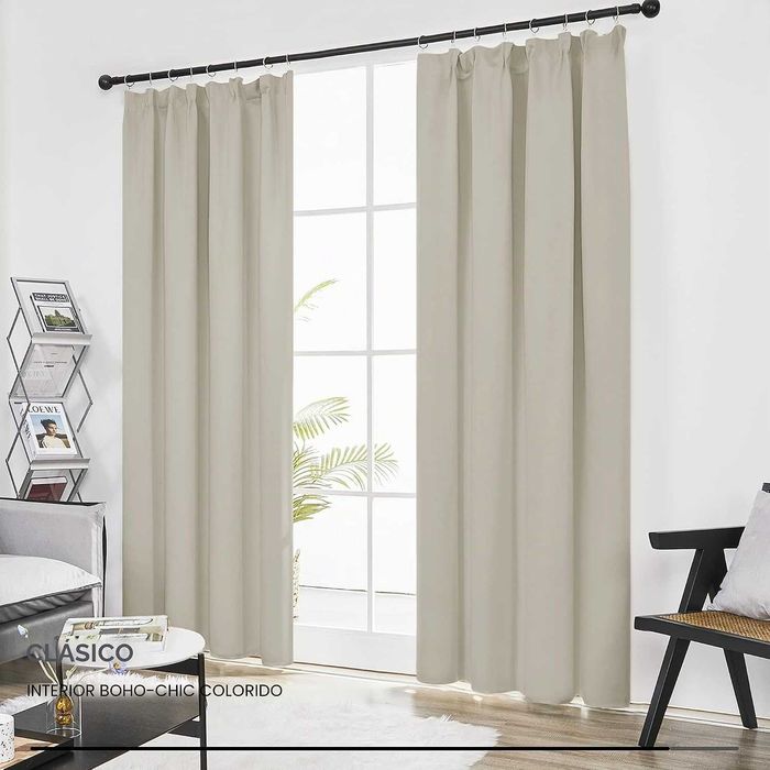 Conjunto de 2 Cortinas Blackout Térmicas 140x290 cm Bege
