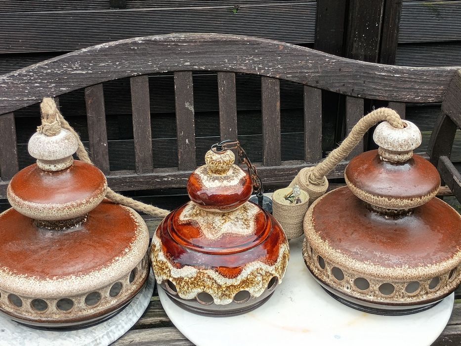 Stary zestaw lamp fat Lawa ceramika