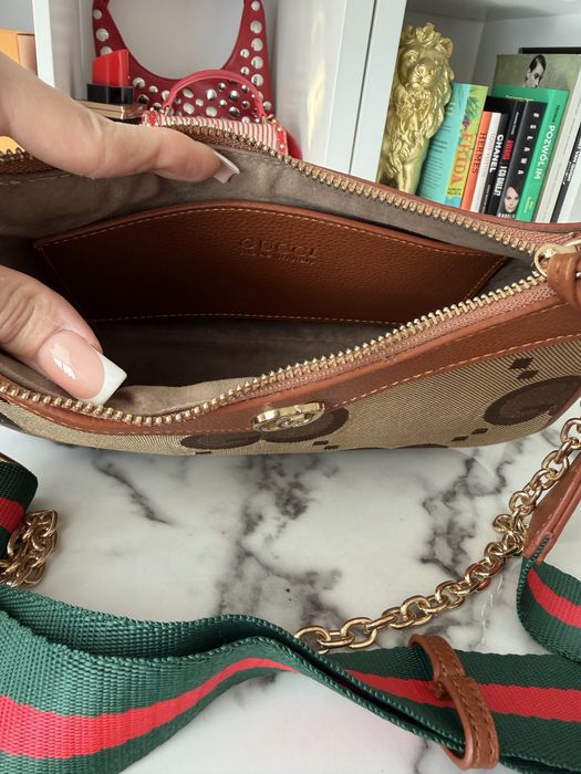 Torebka Gucci monogram brazowa mała z łańcuszkiem