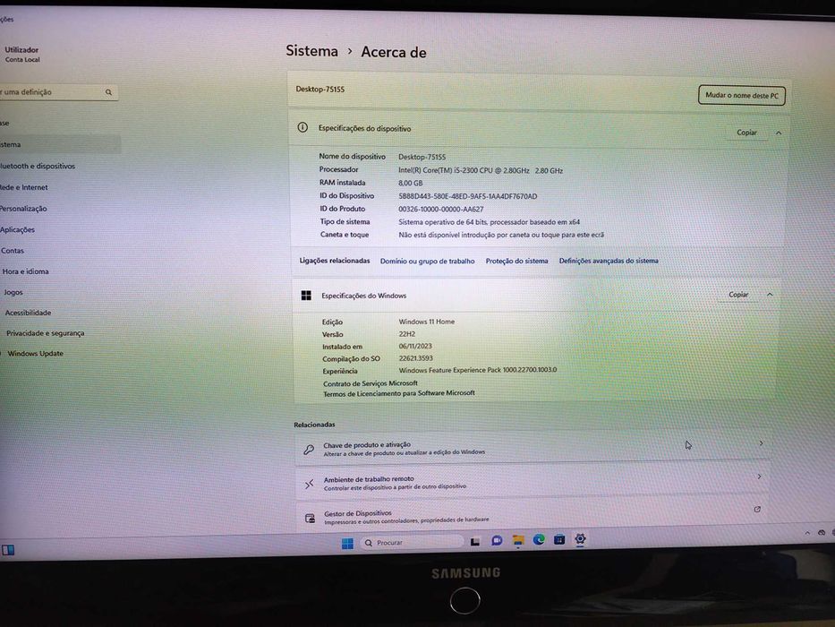 Desktop Intel QuadCore i5-2300 2.80GHz-8GB Ram+Teclado e Rato sem fios