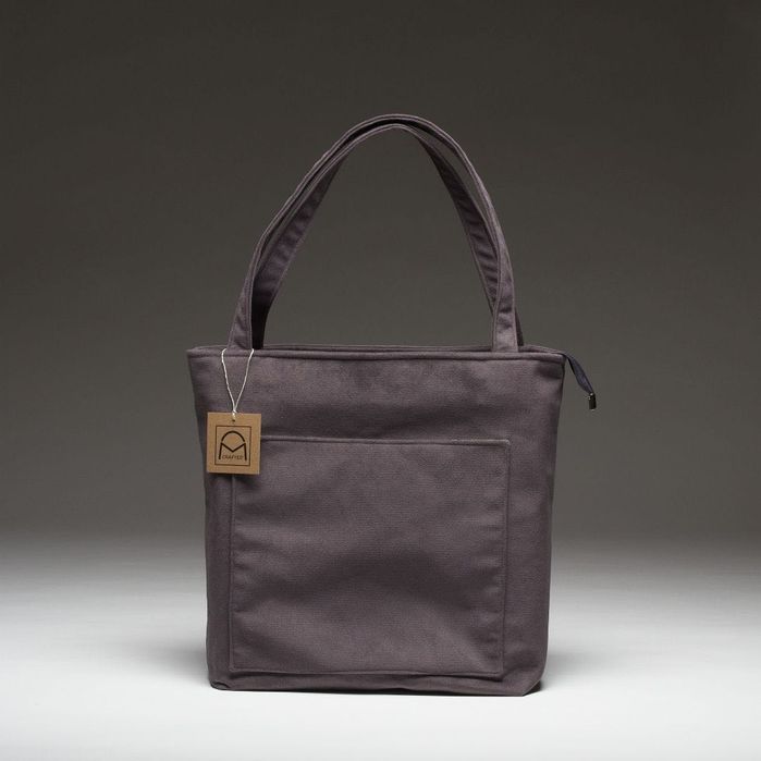 Ręcznie szyta szoperka w kolorze stalowym