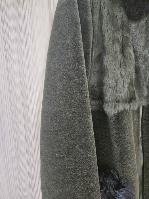 Ochnik M płaszcz z wełny i skóry naturalnej