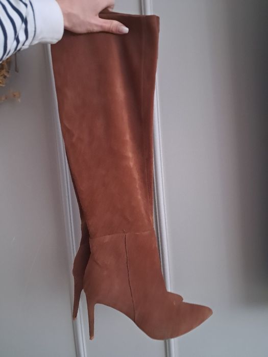 Skórzane kozaki za kolano