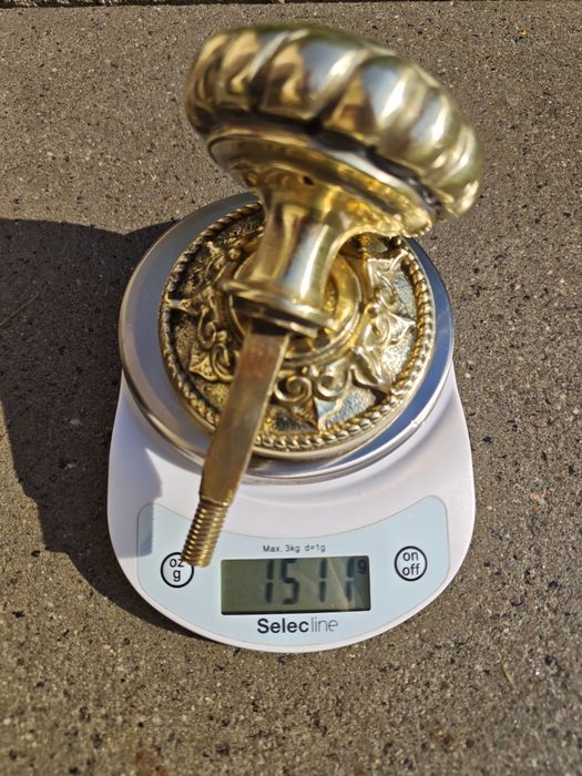 Mosiężna rzeźbiona gałka do drzwi 1.5kg vintage retro piękna