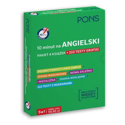 10 Minut Na Angielski Pakiet 4 Książek + 222 Testy Gratis Pons. Nowy Produkt