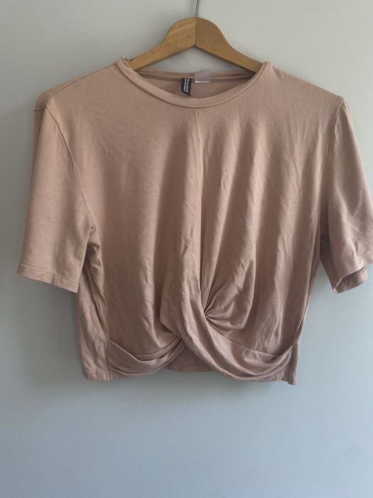 Krótka bluzeczka crop top H&M roz M beżowy cielisty
