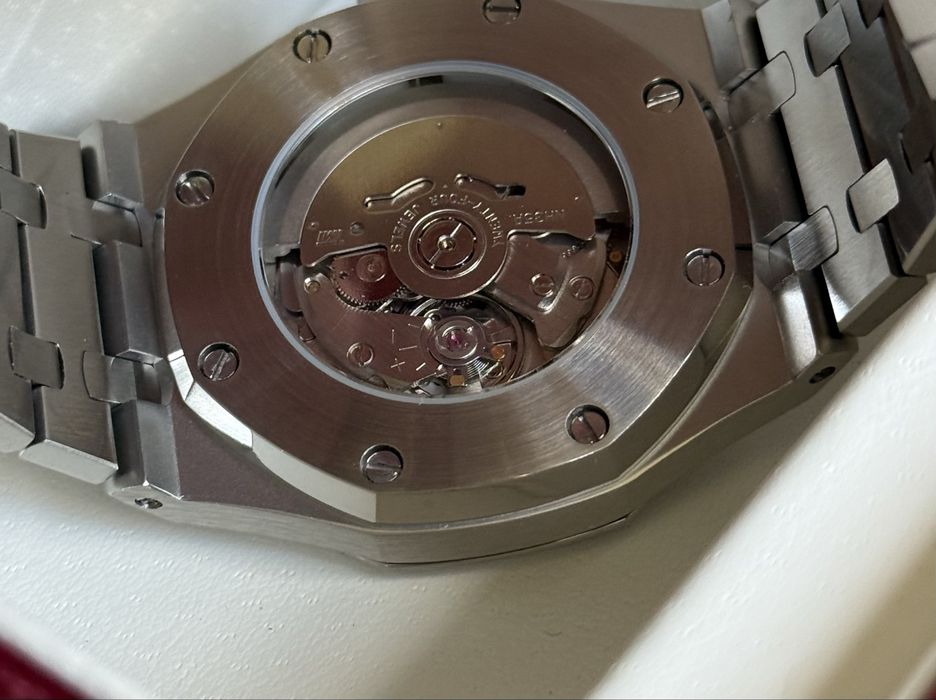 Zegarek Seiko mod na wzór AP royal oak nowy srebrno zielony automat