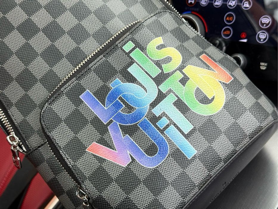 Слинг LOUIS VUITTON avenue сумка бананка мужская графитовая черная