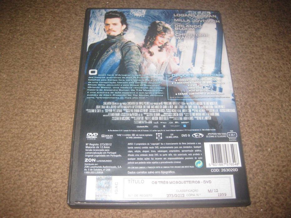 DVD "Os Três Mosqueteiros" com Orlando Bloom