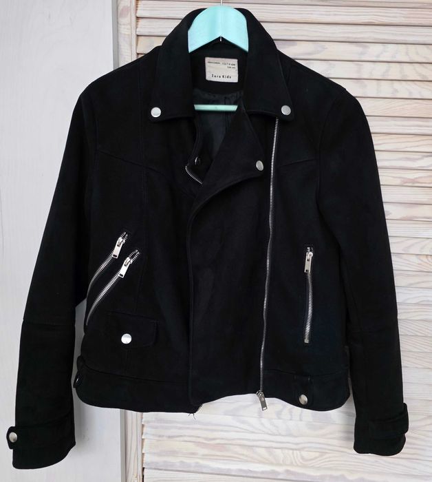 Czarna zamszowa kurtka ramoneska ZARA 13-14 lat