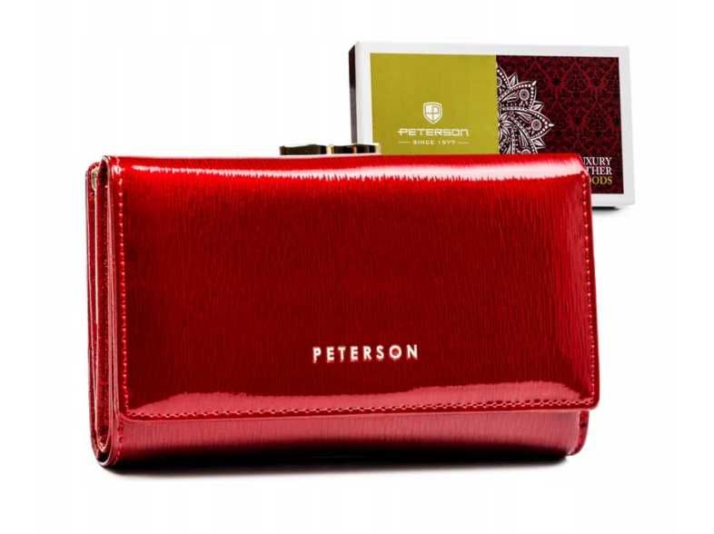 Peterson portfel skóra naturalna czerwony PTN 42108-SH RED ttst102