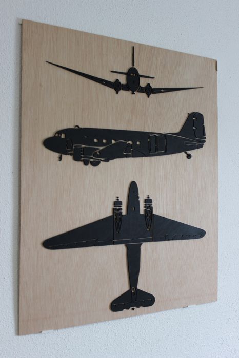 Quadro madeira aviao Douglas DC 3