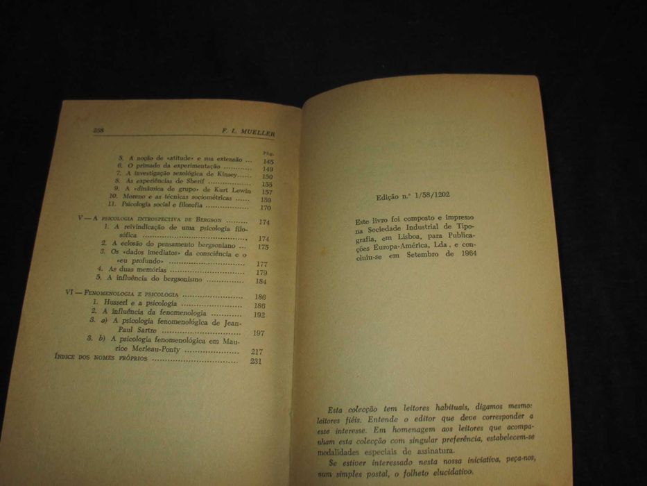 Livro A Psicologia contemporânea F. L. Mueller