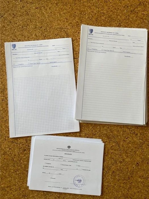 Folhas de Exame ISCAL e Declarações MEC