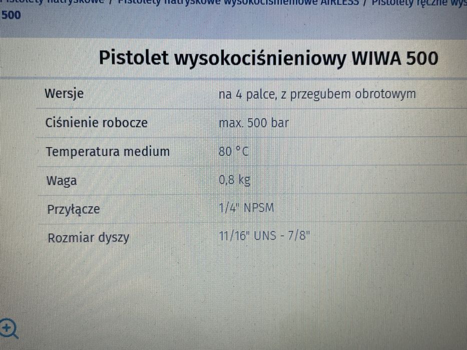Pistolet wysokocisnieniowy WIWA 500 + waz