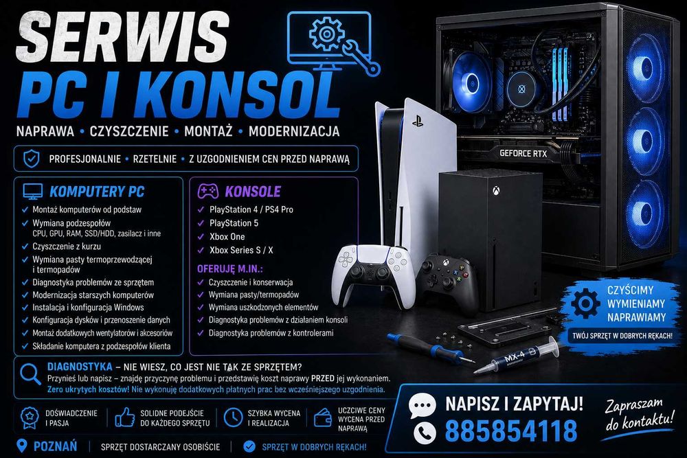 Serwis PC i konsol – naprawa, czyszczenie, modernizacja