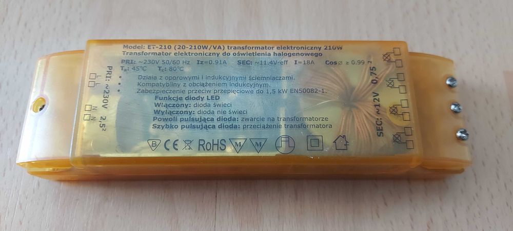 10 sztuk transformator 230V 250W do halogenów 12V zasilacz