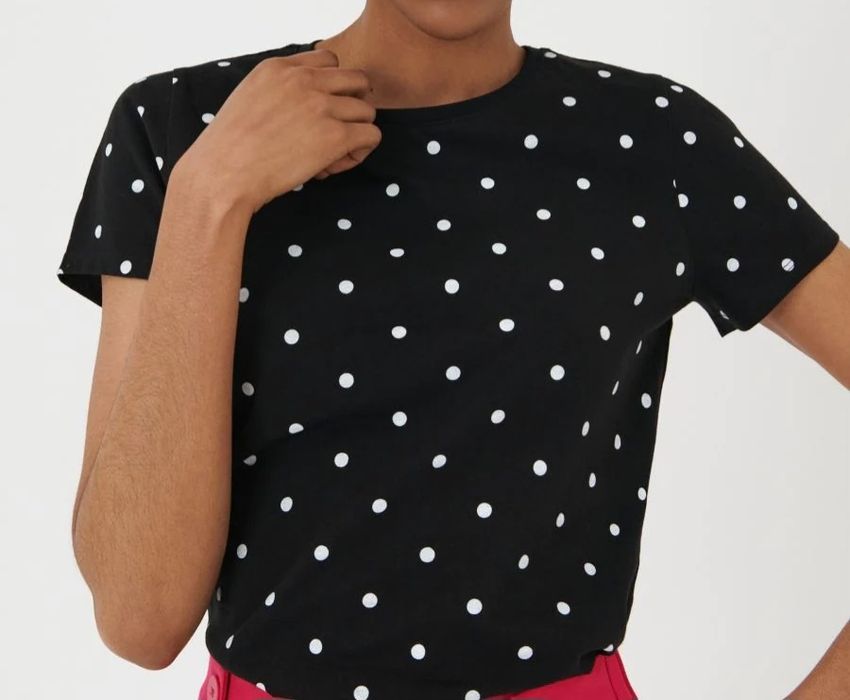 Czarny tshirt w kropki z metką NOWY