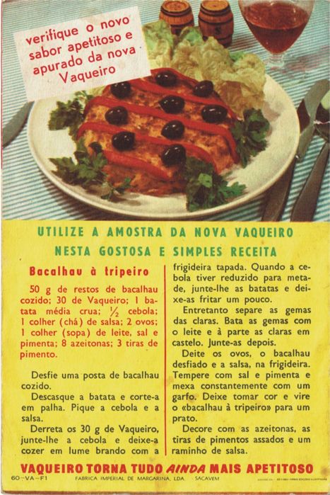 Vaqueiro - Folheto publicitário de 1960 - NOVO