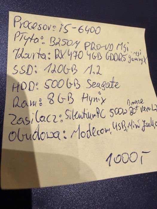 Pc Intel i5-6400, 8 GB Ram,RX 470 4GB Gaming X,SSD 120GB , B250 M