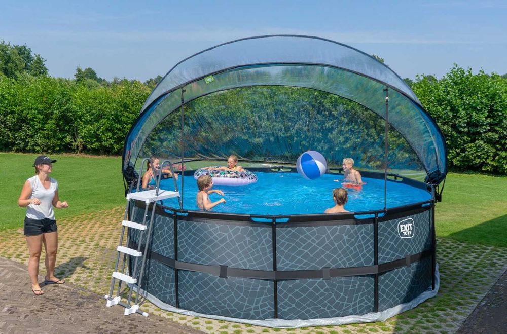 Басейн EXIT круглий з куполом 488х122 см + тепловий насос