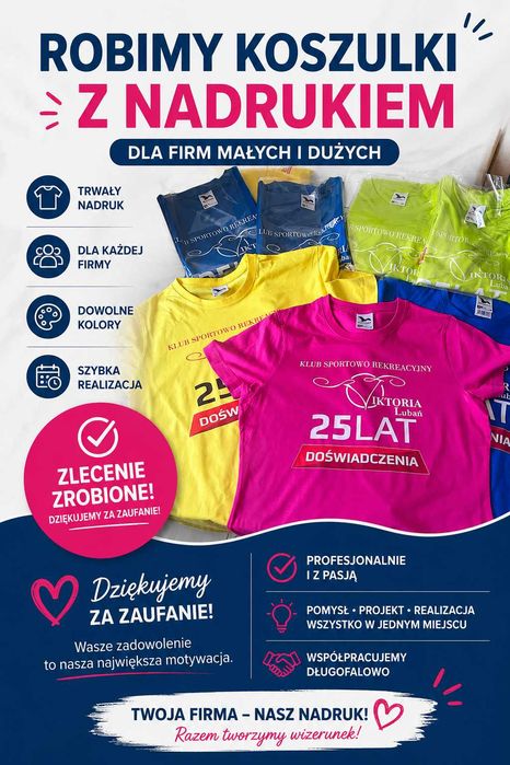 Koszulki z Logo Firmy lub Własną Grafiką , Trwały Nadruk