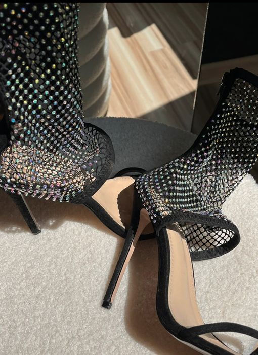 Szpilki buty sandały cyrkoniami cyrkonie zdobione wieczorowe na lato