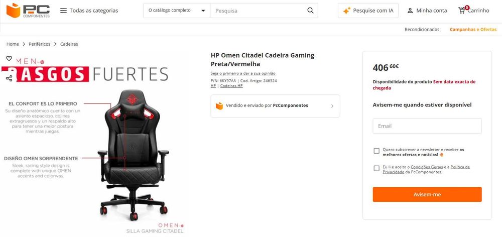 Cadeira Gaming HP Omen