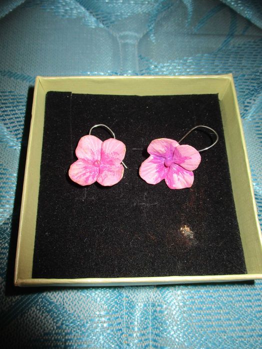 brincos de senhora hortencias dos açores rosa