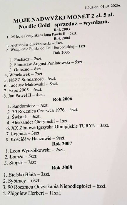 2 zł. i 5 zł. Nordic Gold, MENNICZE - 502 szt.