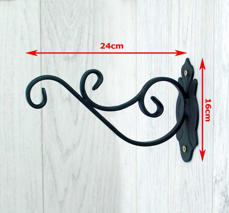 Wieszak Hak Uchwyt metalowy kuty na doniczkę - Czarny RAL 9005 (W72)