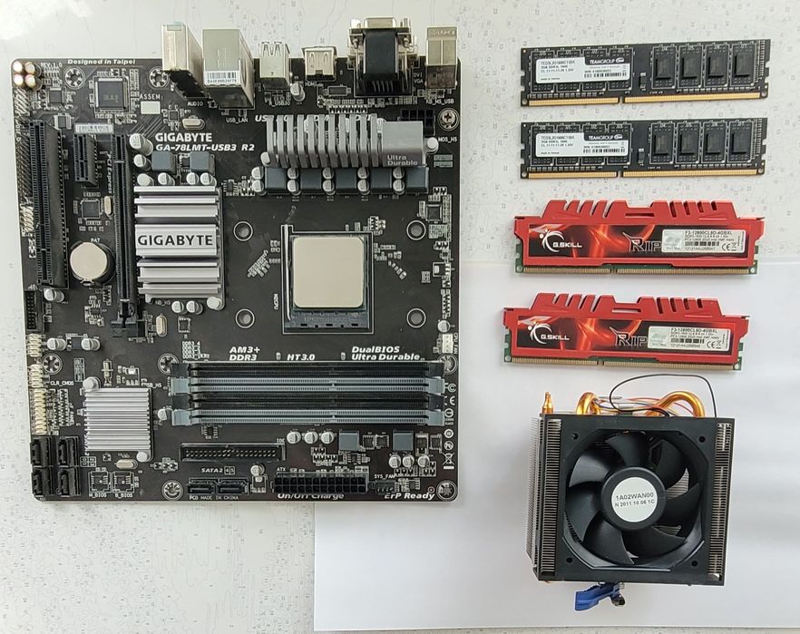 Комплект мат плата AM3+ Gigabyte Ga-78MT-USB3 R2 + AMD Phenom 2 и 12гб