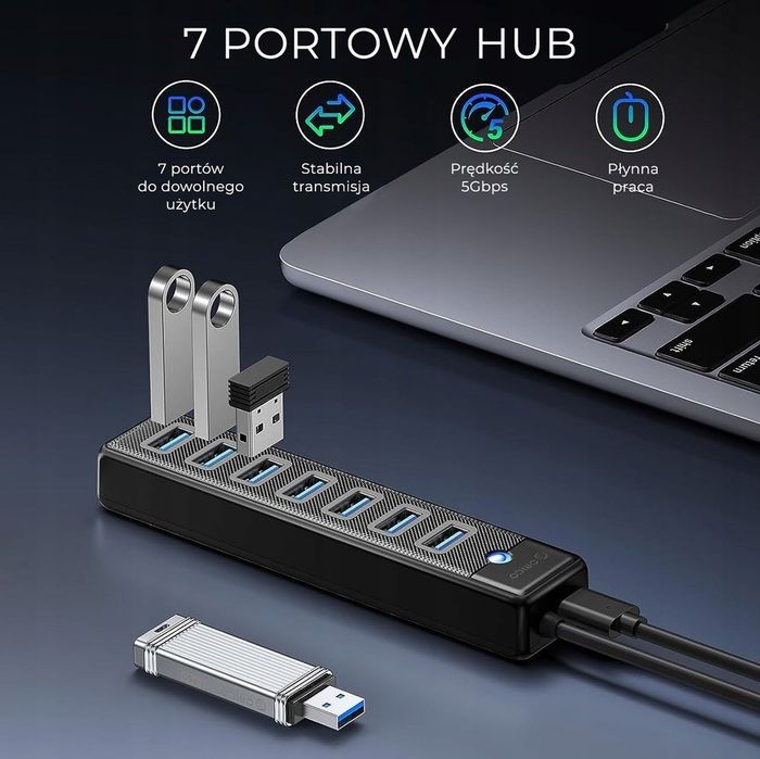 Orico Hub USB C 7in1  rozgałęźnik portów USB