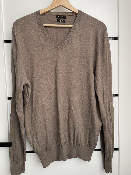 Brązowy przejściowy sweter Massimo Dutti M L cotton & silk