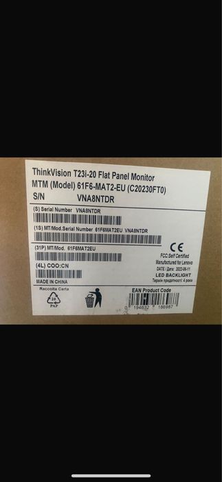 Monitor ThinkVision T23i-20436639164174837762