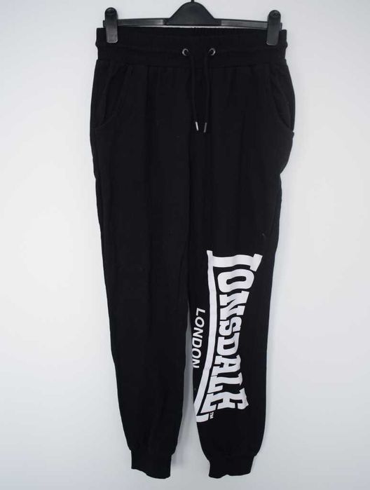 Lonsdale czarne spodnie dresowe regular fit S logowane