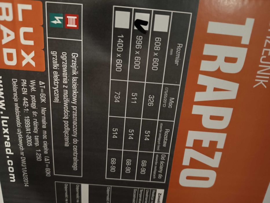 Grzejnik  TRAPEZO 511W, łazienkowy, grafitowy