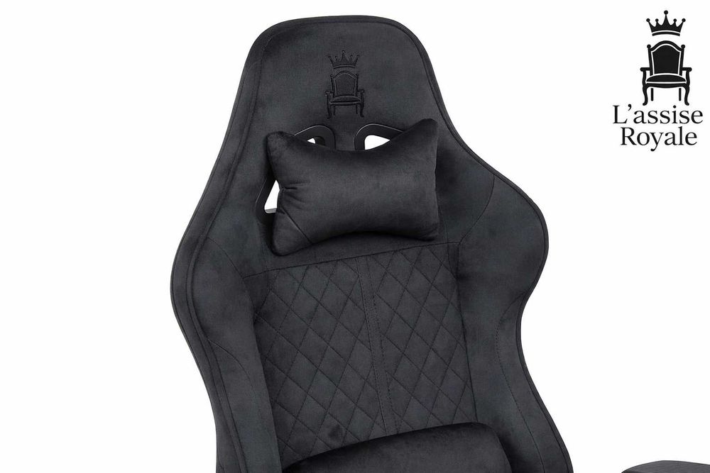 Fotel Gamingowy Welurowy Obrotowy Regulowany Ergonom Krzesło Gracza