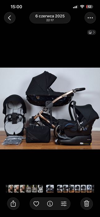 Wózek Junama Diamond Plus 3w1 + Maxi-Cosi + baza FamilyFix i pchacz w gratisie