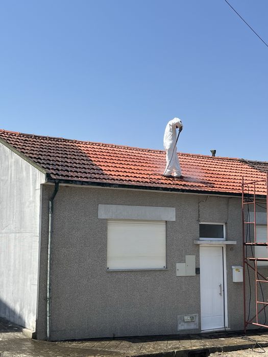 Limpeza de telhados, muros e fachadas e calçadas