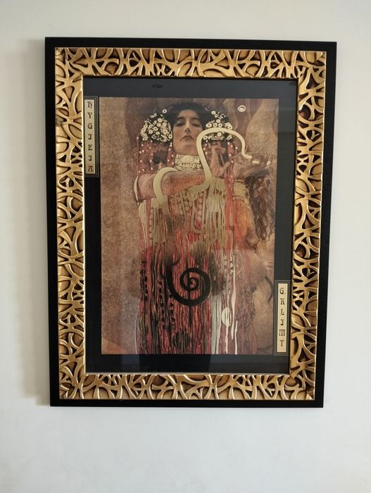 Quadro decorativo estilo Gustav Klimt com moldura trabalhada