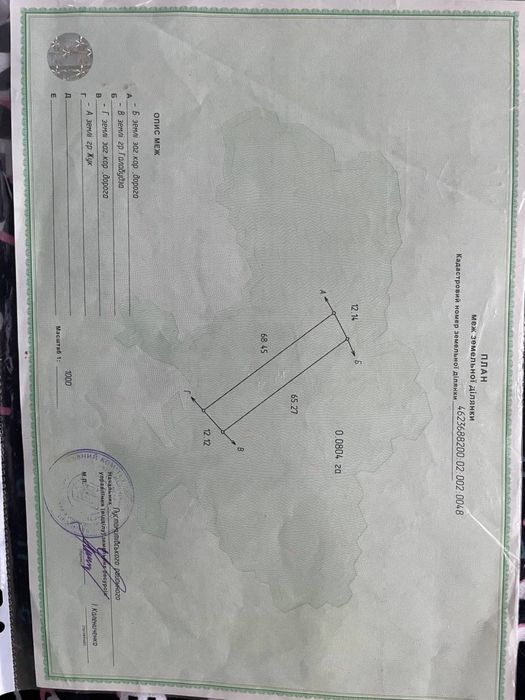 Продаж земельноі ділянки ОСГ Чишки
