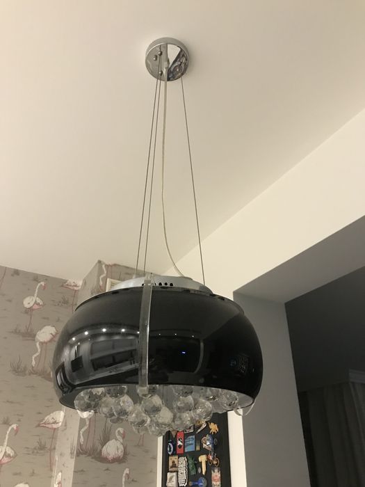 lampa wisząca glamour kryształy szklany abażur chrom