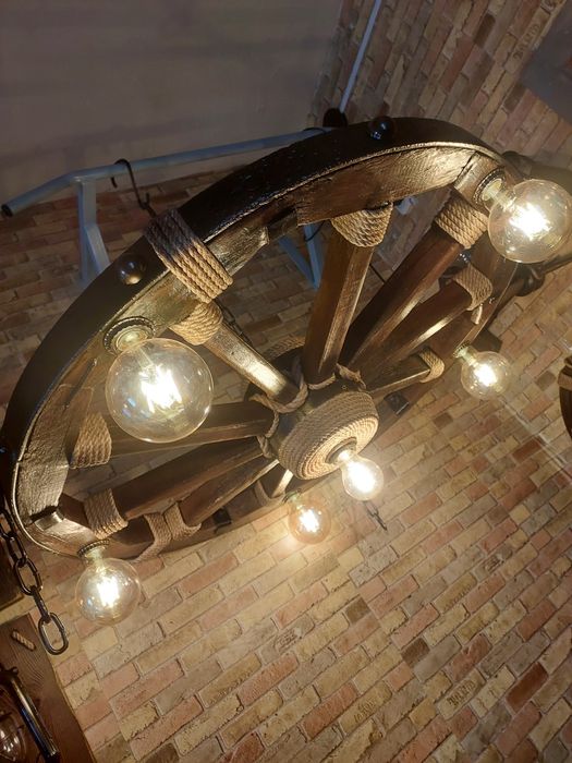 Люстра колесо воза,телеги #2 оригинал 95см дерево