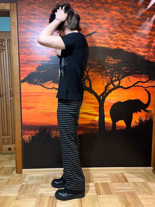 Striped Pants Black/Grey | Штаны на резинке в черно-серую полоску