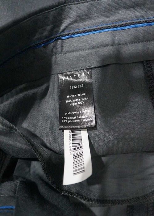 Vistula garnitur rozmiar 62/3XL 188/124/114 grafit 100% wełna Marlane Slim Tailored